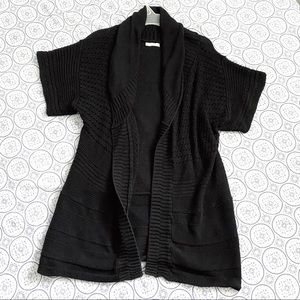 Hinge knitted open front cardigan, black